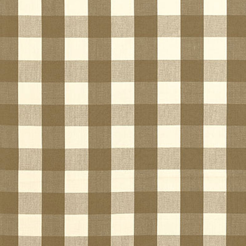 Camden Cotton Check fabric in mocha color - pattern number 63040 - by Schumacher in the Revisit Of Popular Patterns collection