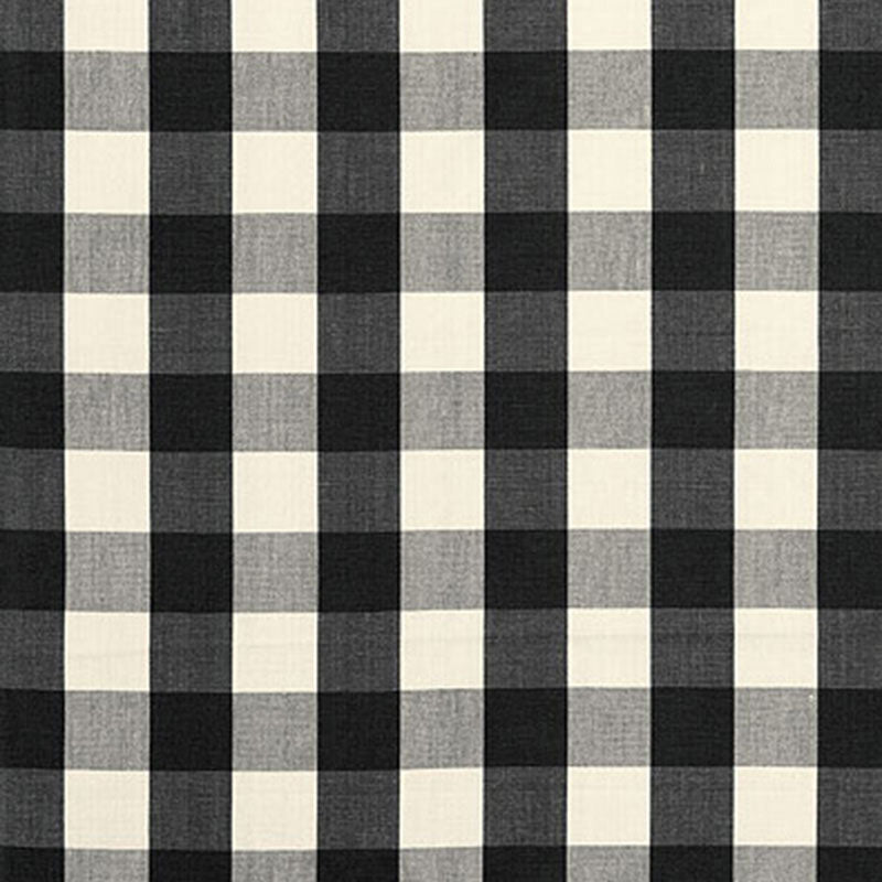 Camden Cotton Check fabric in ebony color - pattern number 63042 - by Schumacher in the Revisit Of Popular Patterns collection