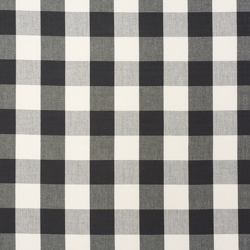 Camden Cotton Check fabric in black color - pattern number 63044 - by Schumacher in the Revisit Of Popular Patterns collection