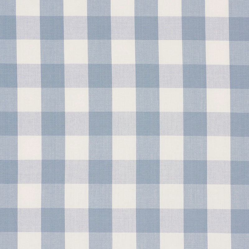 Camden Cotton Check fabric in sky color - pattern number 63048 - by Schumacher in the Revisit Of Popular Patterns collection