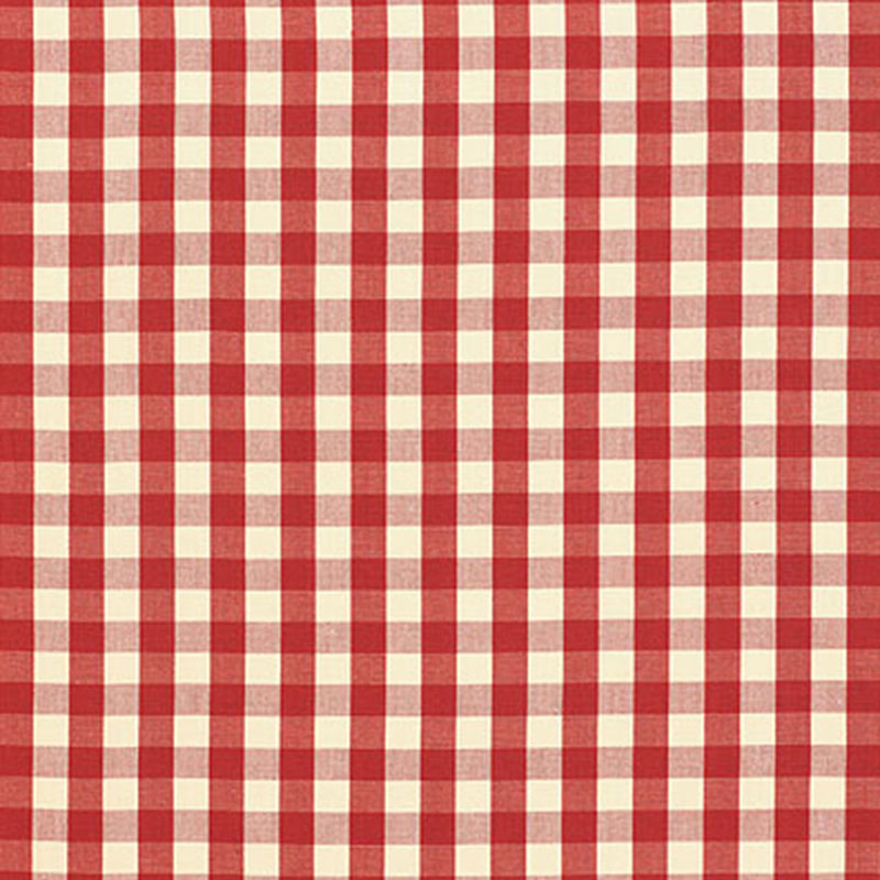 Elton Cotton Check fabric in red color - pattern number 63054 - by Schumacher in the Revisit Of Popular Patterns collection