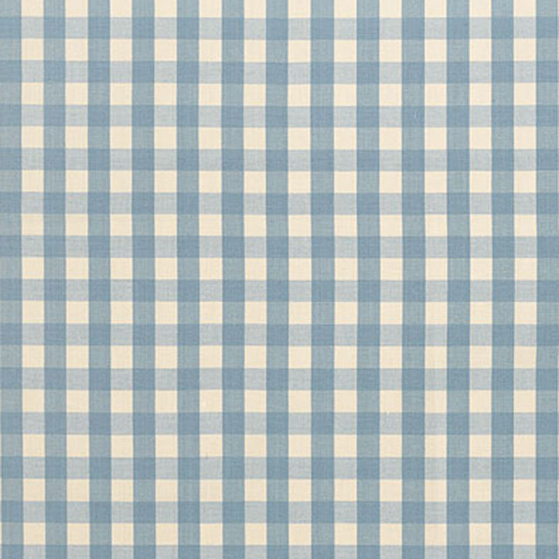 Elton Cotton Check fabric in chambray color - pattern number 63058 - by Schumacher in the Revisit Of Popular Patterns collection
