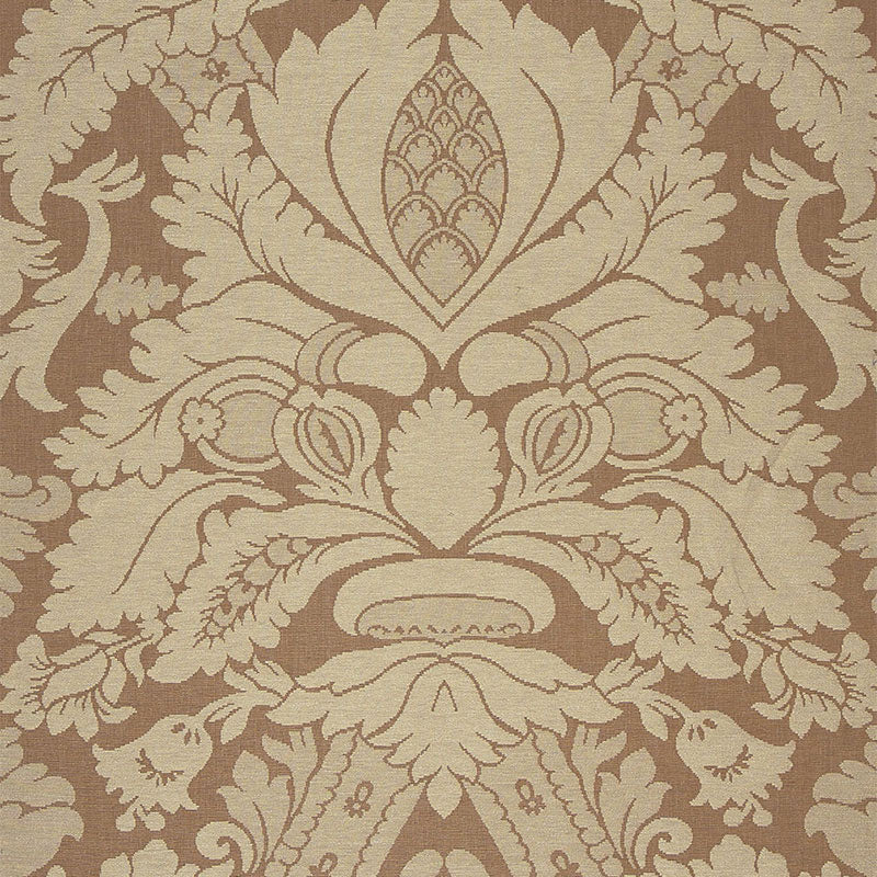 Fitzroy Linen Damask fabric in camel color - pattern number 63592 - by Schumacher in the Palazzo collection
