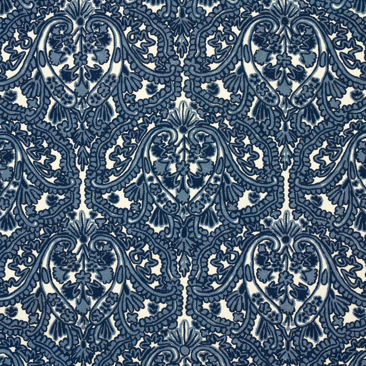 Claremont Crewel Embroidery fabric in delft color - pattern number 64310 - by Schumacher in the Crewel Collection collection