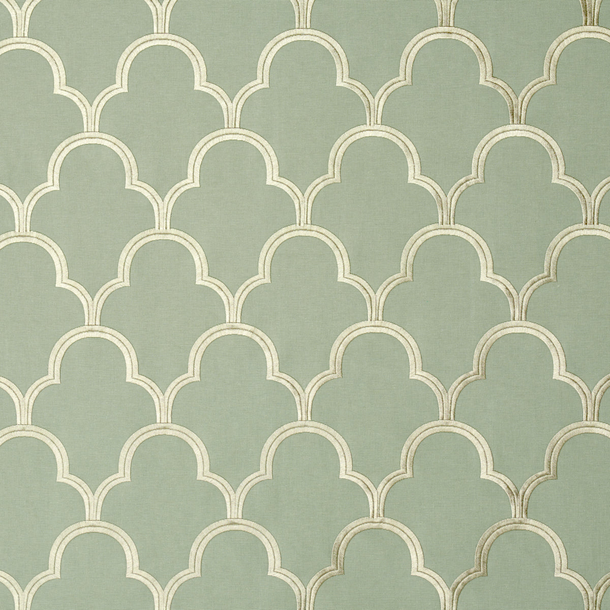 Scallop Embroidery fabric in mineral color - pattern number 64320 - by Schumacher in the Modern Glamour collection