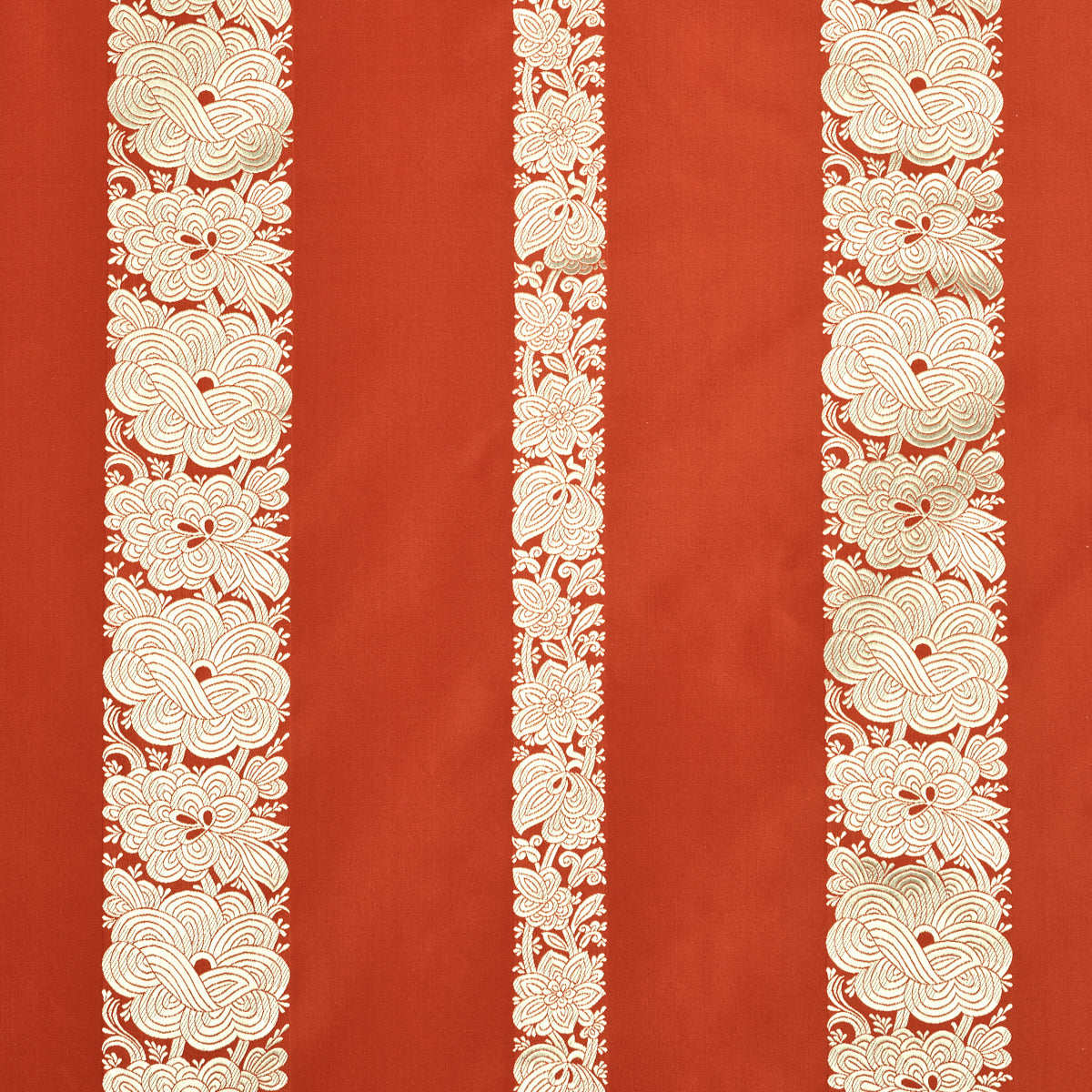 Mandarin Silk Stripe fabric in coral color - pattern number 64431 - by Schumacher in the Chroma collection
