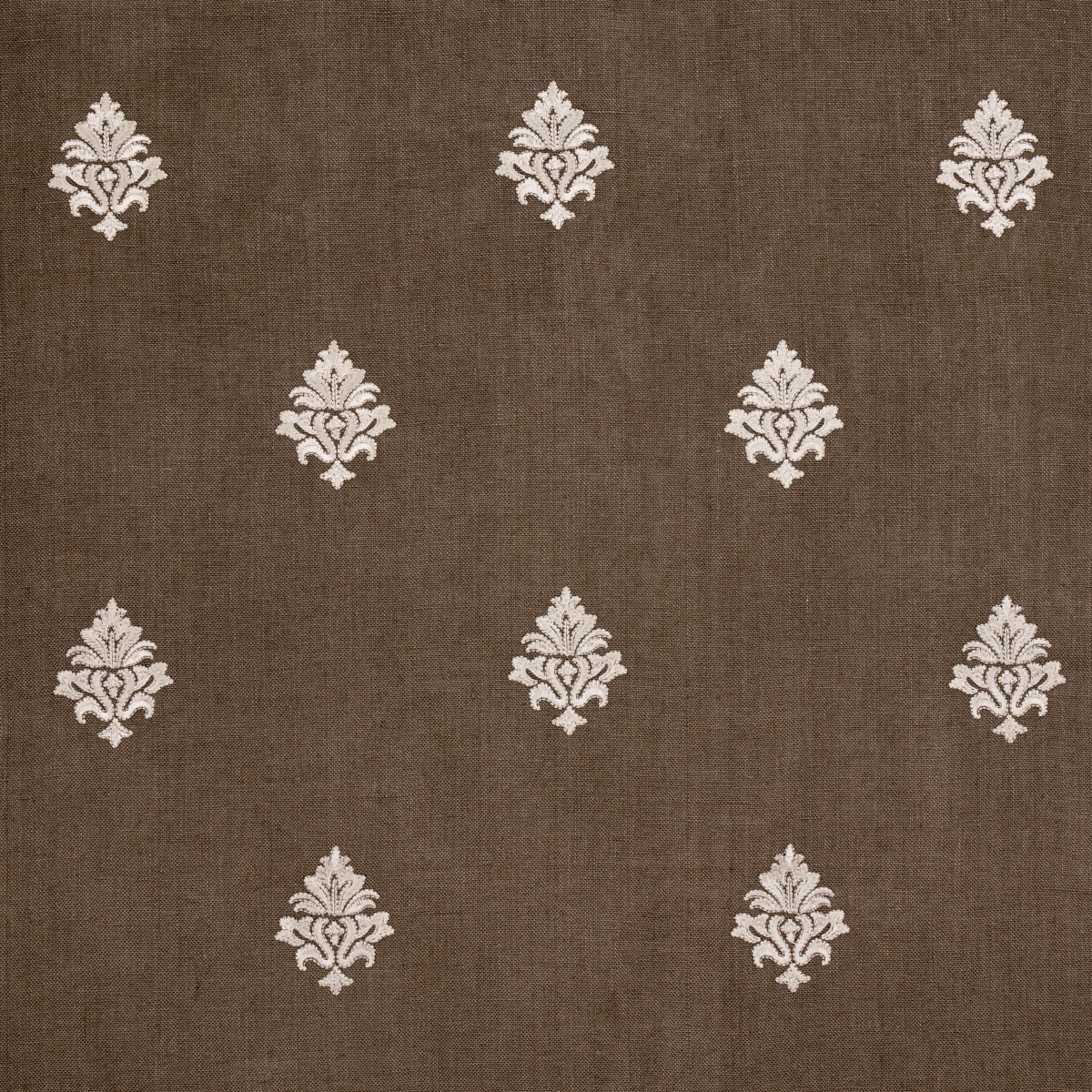 Lorenzo Embroidery fabric in coffee bean color - pattern number 64722 - by Schumacher in the Chroma collection