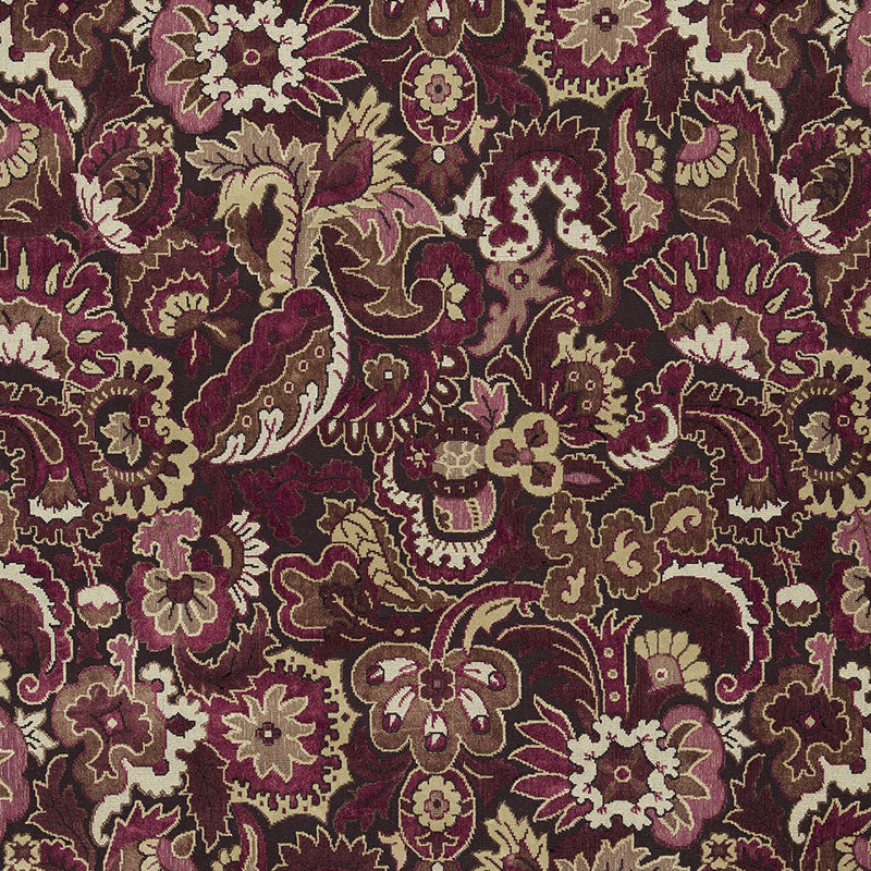Velours Oriental fabric in aubergine color - pattern number 64832 - by Schumacher in the A Country Life collection