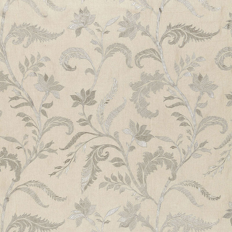 Monceau Linen Embroidery fabric in zinc color - pattern number 65130 - by Schumacher in the Au Naturel collection