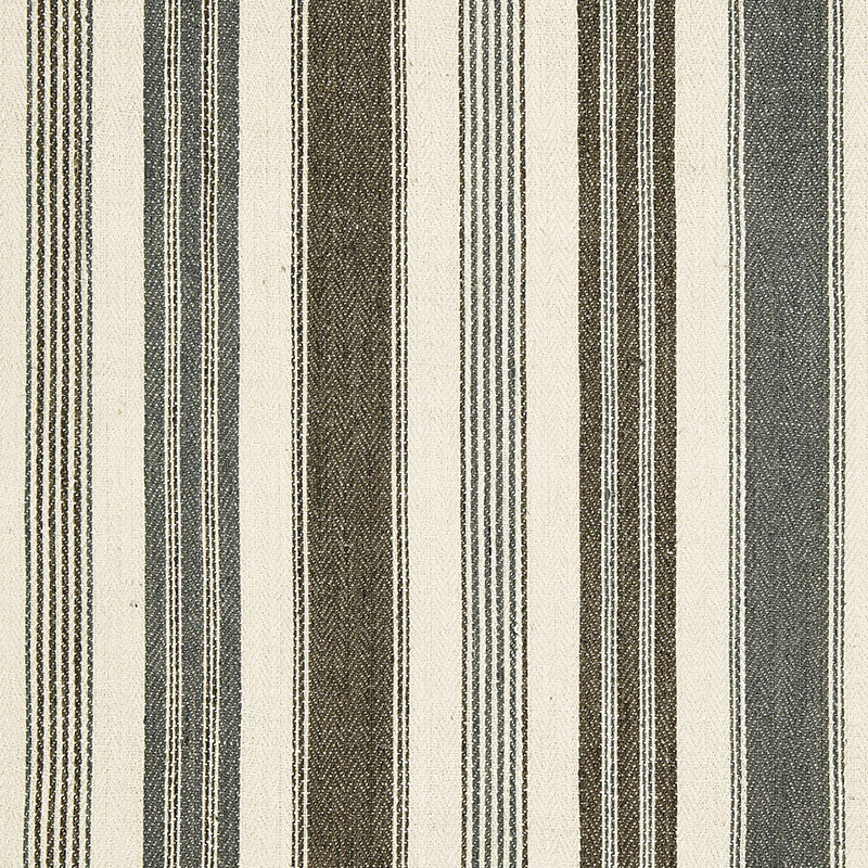 Montauban Stripe fabric in nickel  greige color - pattern number 65171 - by Schumacher in the Au Naturel collection