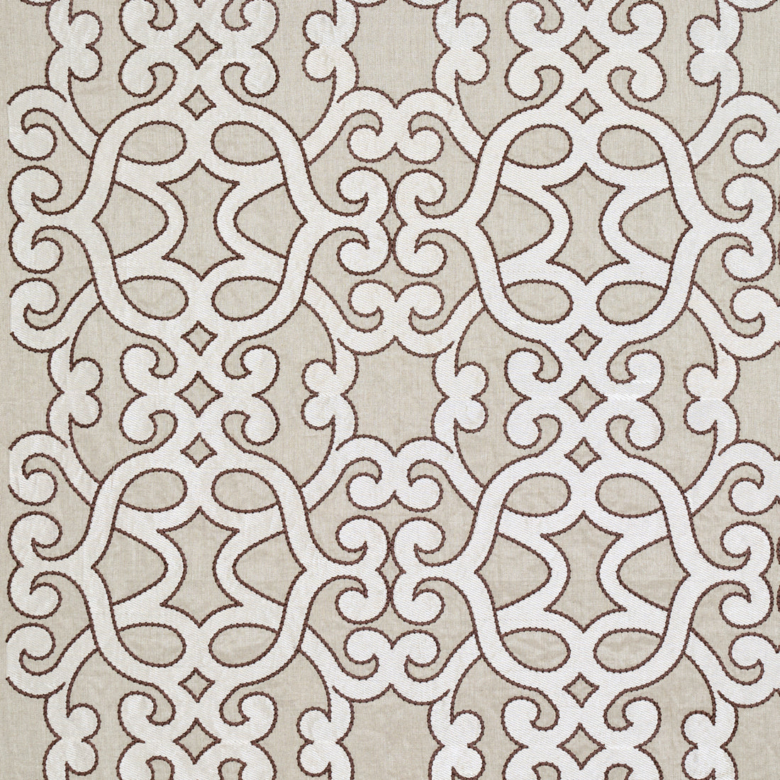 Amboise Linen Embroidery fabric in greige color - pattern number 65181 - by Schumacher in the Au Naturel collection