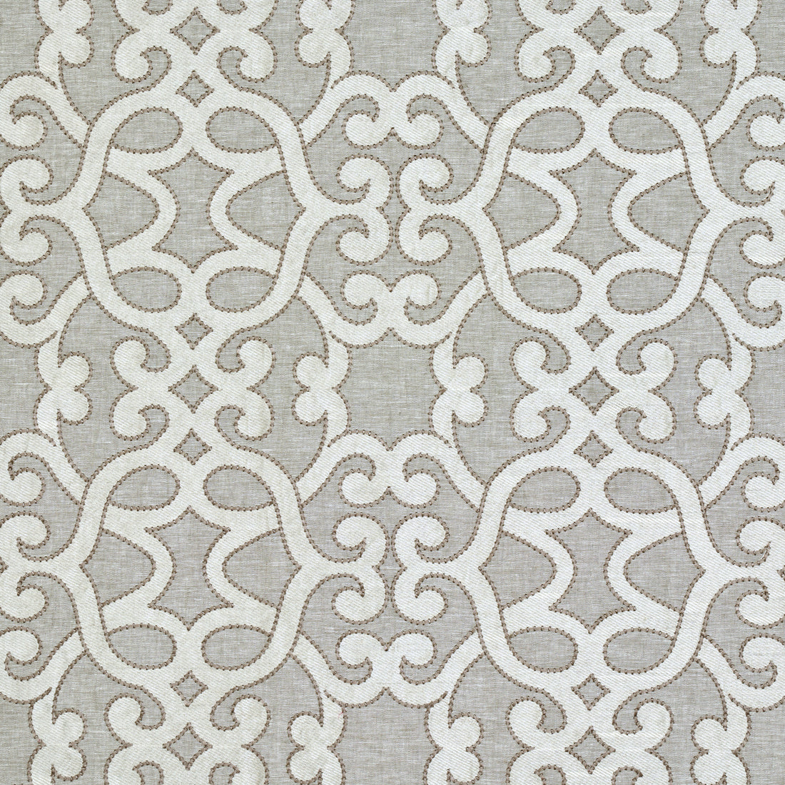 Amboise Linen Embroidery fabric in oyster color - pattern number 65182 - by Schumacher in the Au Naturel collection