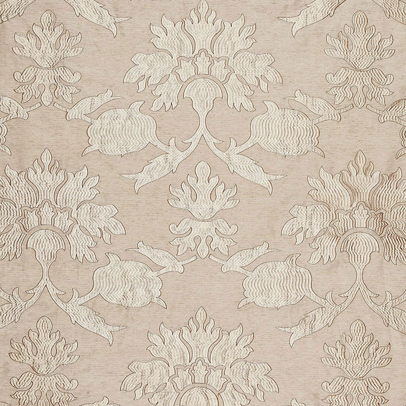 Roussillon Embroidery fabric in greige color - pattern number 65290 - by Schumacher in the Au Naturel collection