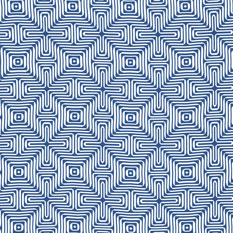 Amazing Maze Indoor Outdoor fabric in ocean color - pattern number 65320 - by Schumacher in the Trina Turk collection