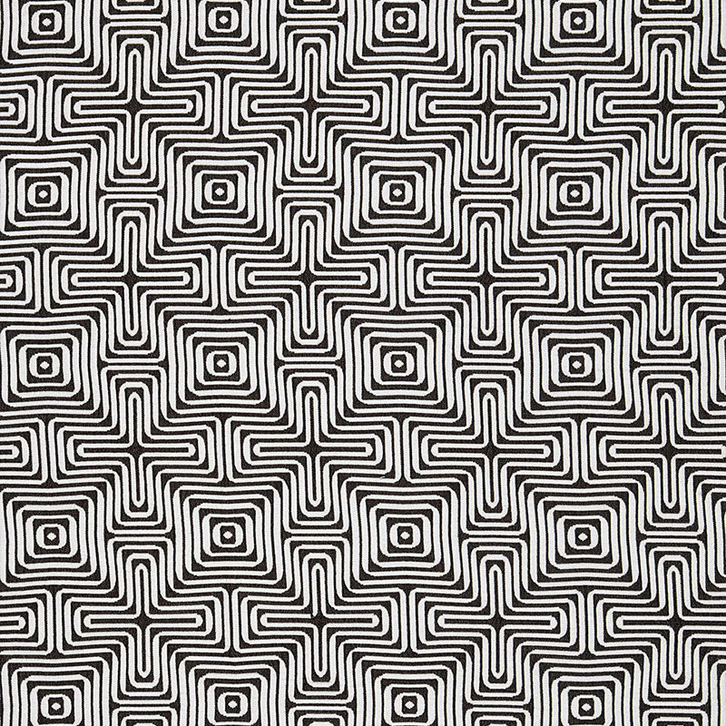 Amazing Maze Indoor Outdoor fabric in kohl color - pattern number 65322 - by Schumacher in the Trina Turk collection