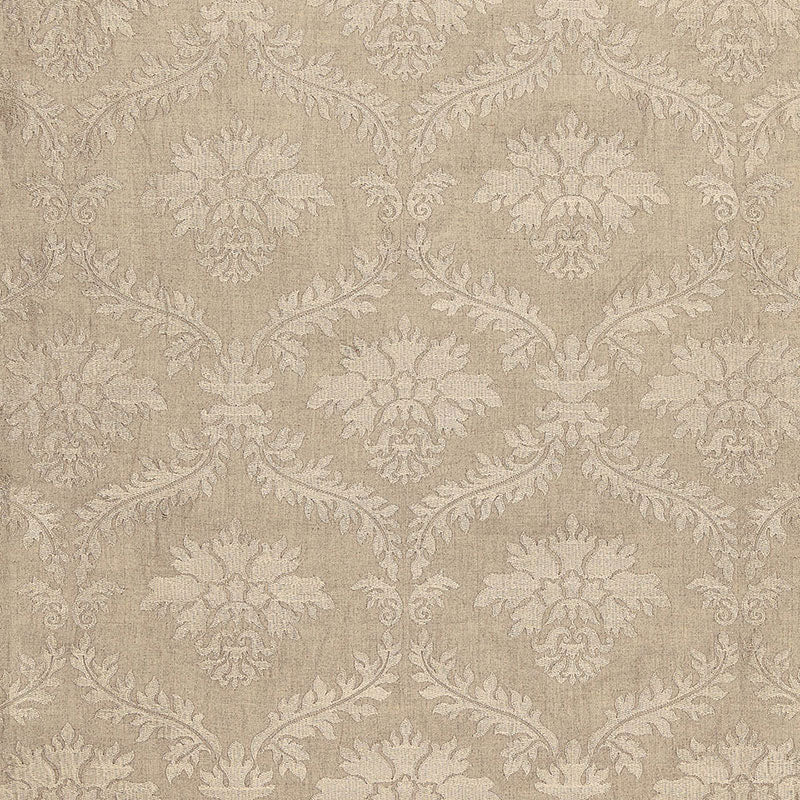 Valbonne Linen Embroidery fabric in greige color - pattern number 65340 - by Schumacher in the Au Naturel collection