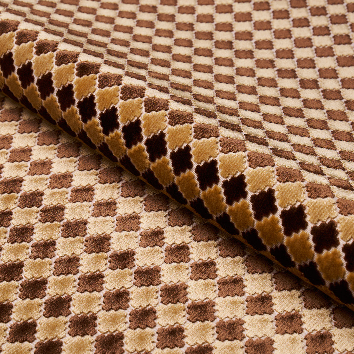 Marrakesh Velvet fabric in chocolate brown color - pattern number 65646 - by Schumacher in the Cut &amp; Patterned Velvets collection