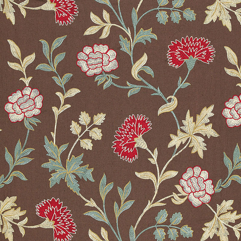 Sheridan Embroidery fabric in crimson color - pattern number 65660 - by Schumacher in the Chroma collection
