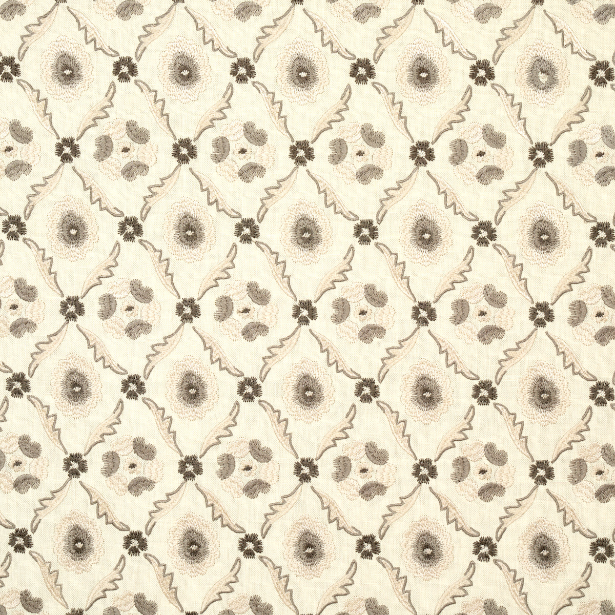 Claremont Embroidery fabric in grisaille color - pattern number 65743 - by Schumacher in the Chroma collection