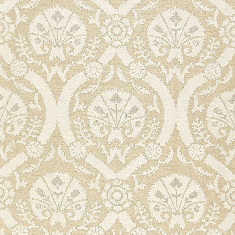 Taza Damask fabric in champagne color - pattern number 65773 - by Schumacher in the Chroma collection