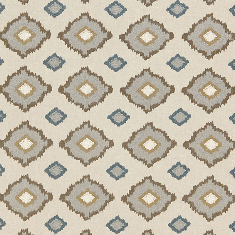 Sikar Embroidery fabric in flax color - pattern number 65784 - by Schumacher in the Martyn Lawrence Bullard collection