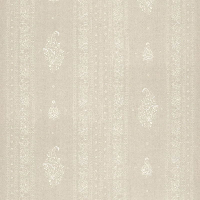 Jaipur Linen Embroidery fabric in flax color - pattern number 65800 - by Schumacher in the East Meets West collection