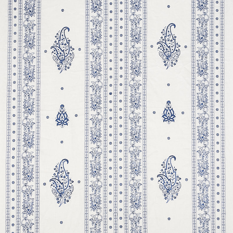 Jaipur Linen Embroidery fabric in blue color - pattern number 65802 - by Schumacher in the East Meets West collection