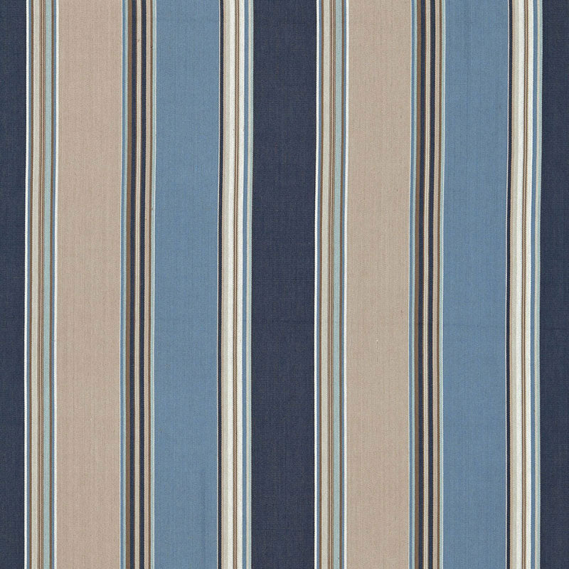 Addison Cotton Stripe fabric in indigo color - pattern number 66002 - by Schumacher in the Sea Island Stripe collection