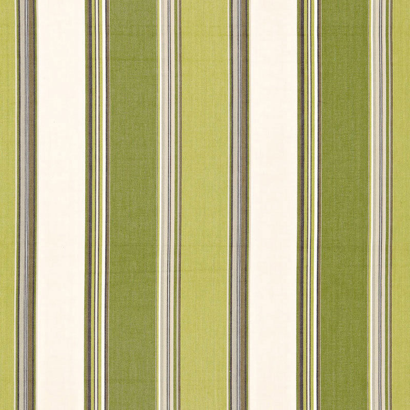 Addison Cotton Stripe fabric in vert color - pattern number 66003 - by Schumacher in the Sea Island Stripe collection