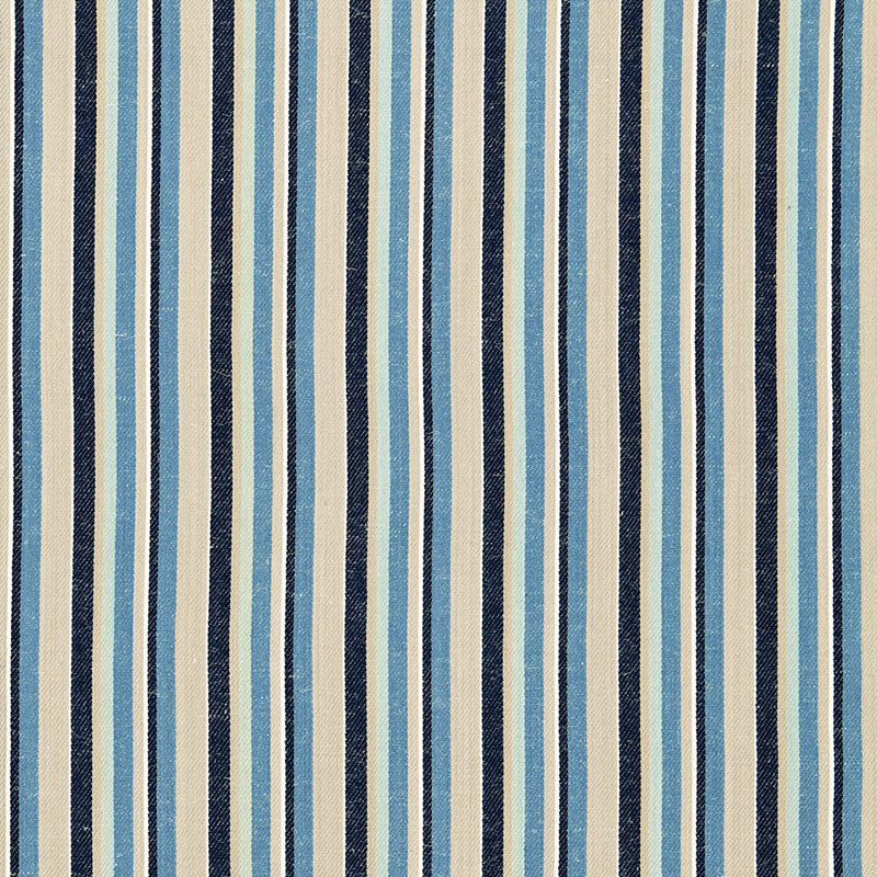 Kiawah Stripe fabric in indigo color - pattern number 66030 - by Schumacher in the Sea Island Stripe collection