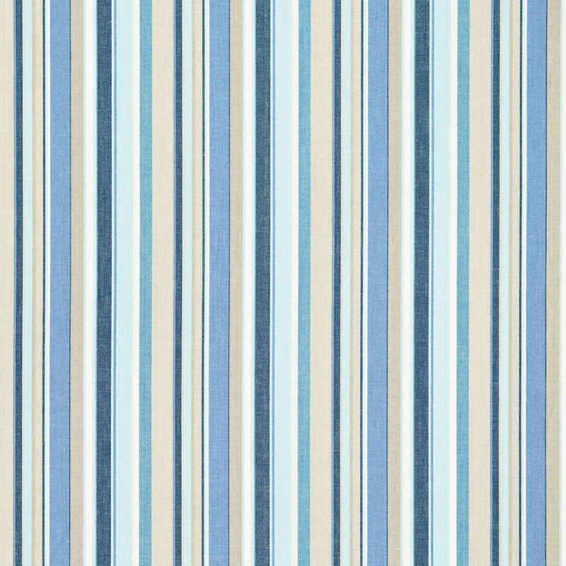Tybee Stripe fabric in ocean color - pattern number 66051 - by Schumacher in the Sea Island Stripe collection