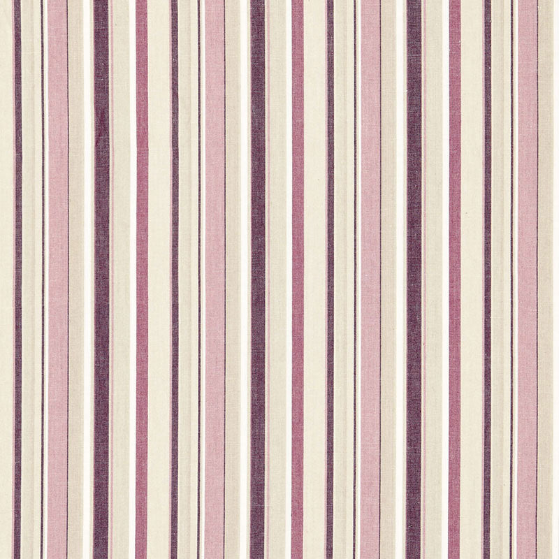 Tybee Stripe fabric in mulberry color - pattern number 66052 - by Schumacher in the Sea Island Stripe collection