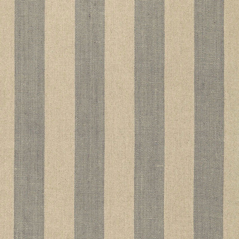Augustin Linen Stripe fabric in steel  linen color - pattern number 66074 - by Schumacher in the Sea Island Stripe collection