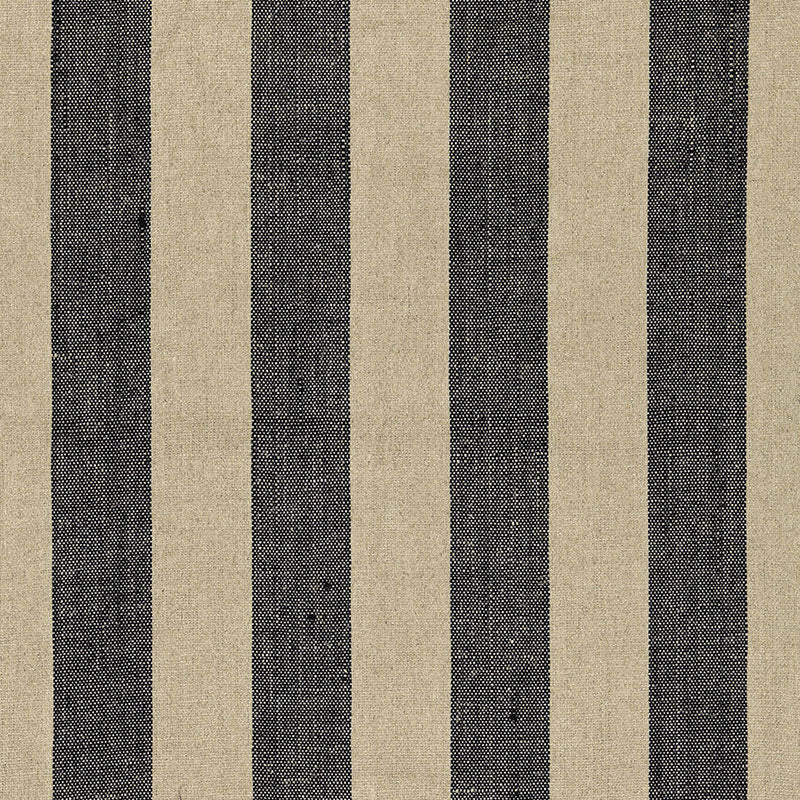 Augustin Linen Stripe fabric in ebony  linen color - pattern number 66075 - by Schumacher in the Sea Island Stripe collection