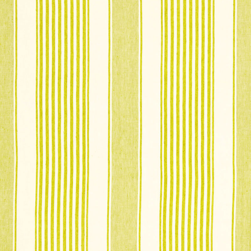 Summerville Linen Stripe fabric in limeade color - pattern number 66091 - by Schumacher in the Sea Island Stripe collection