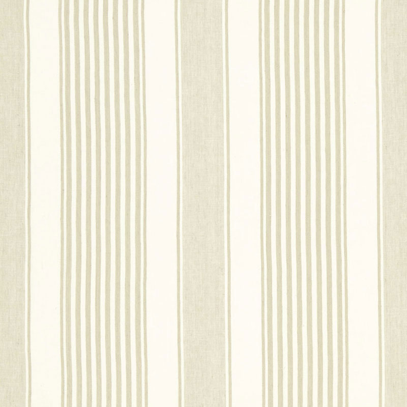 Summerville Linen Stripe fabric in dune color - pattern number 66093 - by Schumacher in the Sea Island Stripe collection