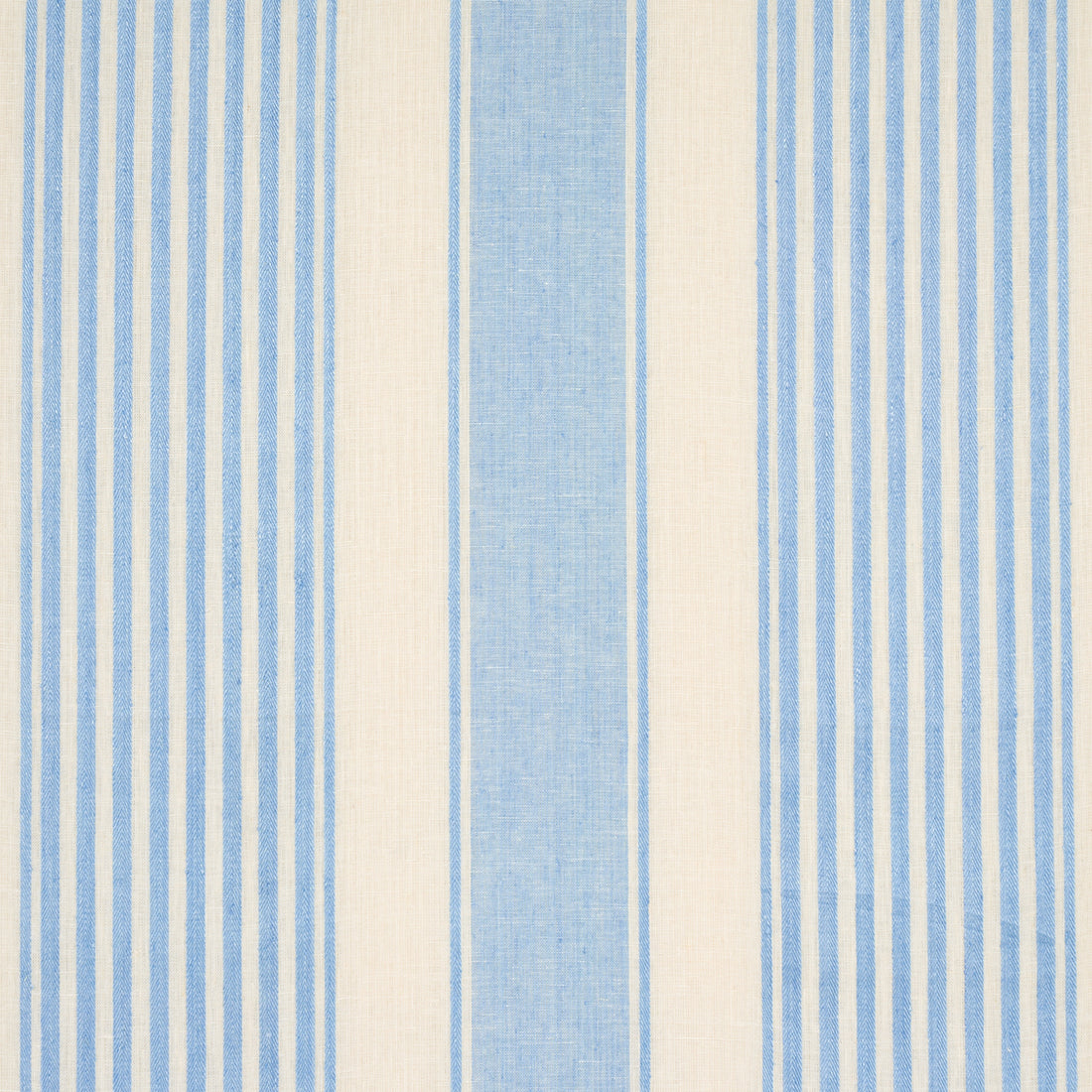 Summerville Linen Stripe fabric in sky color - pattern number 66094 - by Schumacher in the Stripes Revisits collection