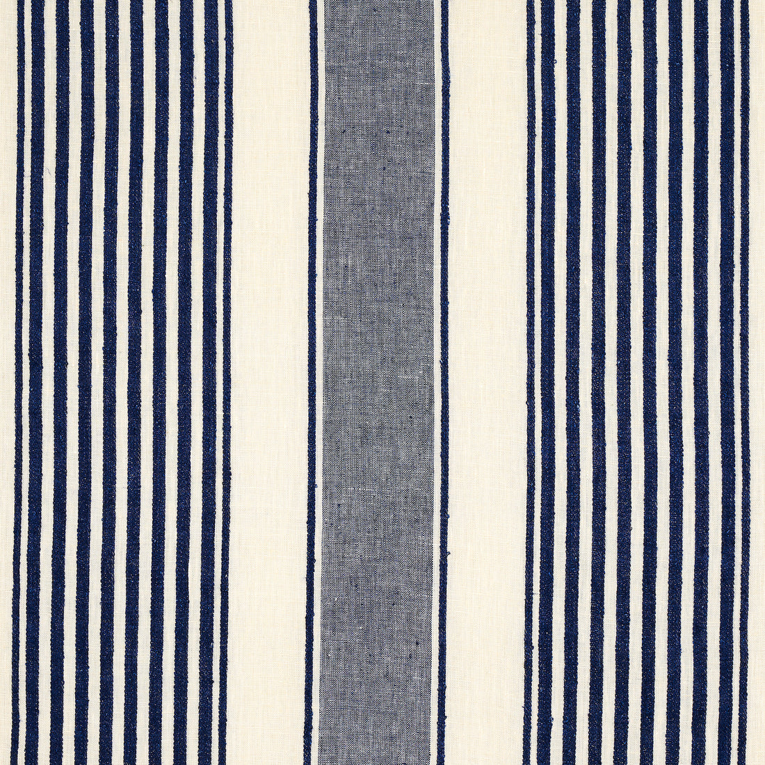 Summerville Linen Stripe fabric in navy color - pattern number 66095 - by Schumacher in the Stripes Revisits collection