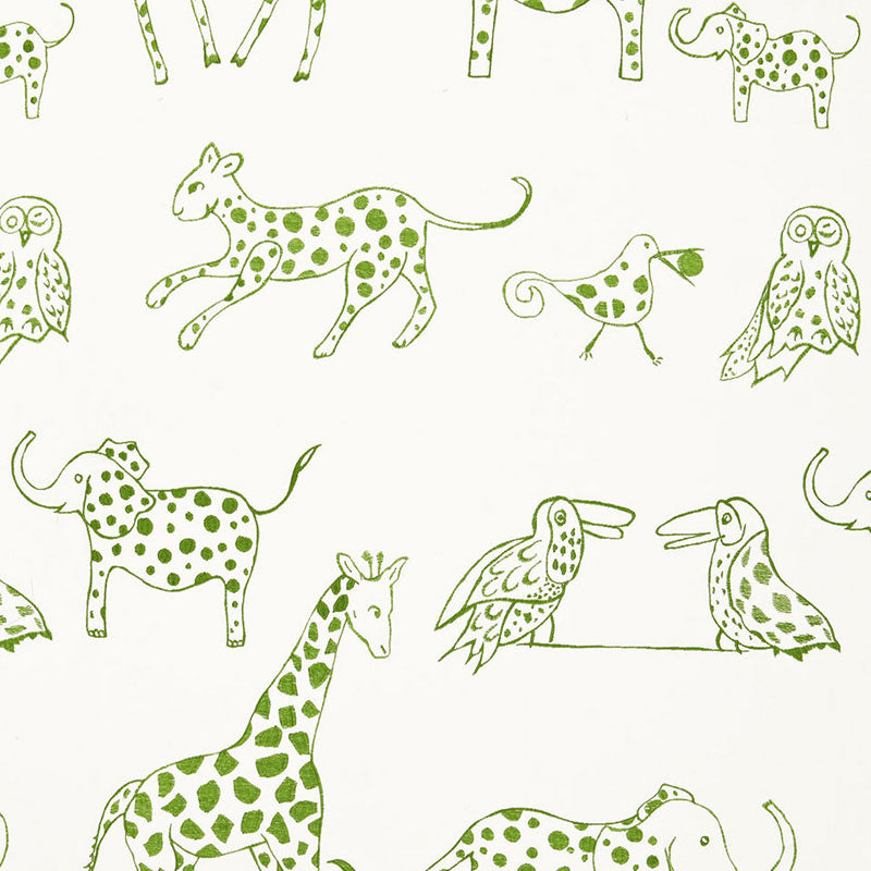 Jungle Jubilee fabric in leaf color - pattern number 66252 - by Schumacher in the Flight of Fancy collection