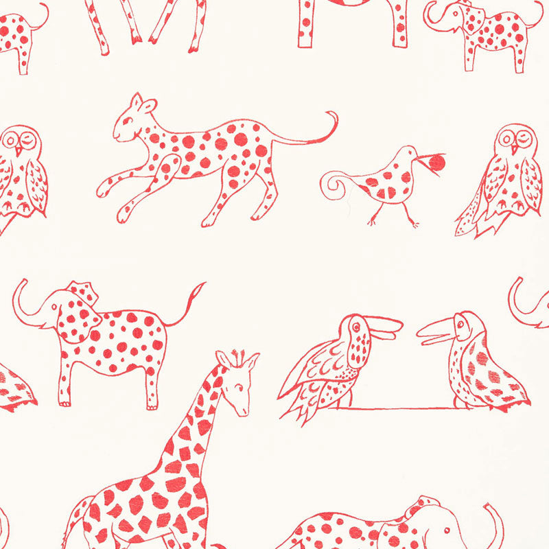 Jungle Jubilee fabric in punch color - pattern number 66253 - by Schumacher in the Flight of Fancy collection