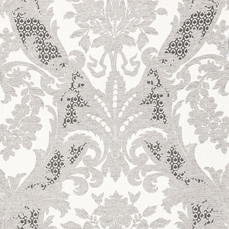 Toscana Linen Damask fabric in grisaille color - pattern number 66342 - by Schumacher in the Palazzo collection