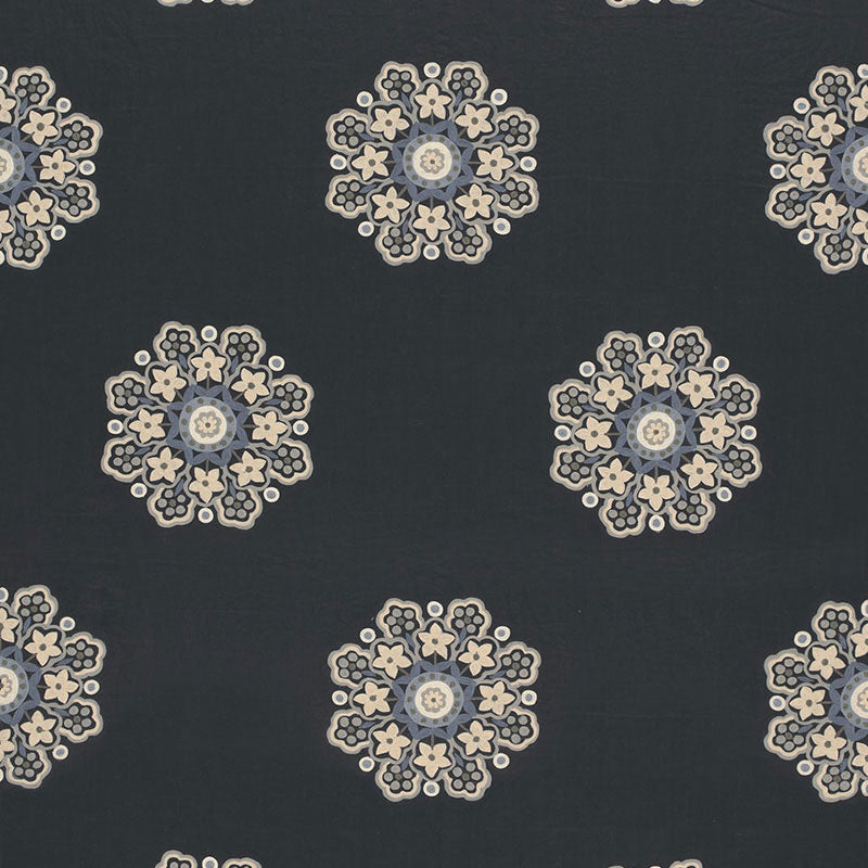 Chennai Linen Embroidery fabric in midnight color - pattern number 66820 - by Schumacher in the Contemporary Embroideries collection