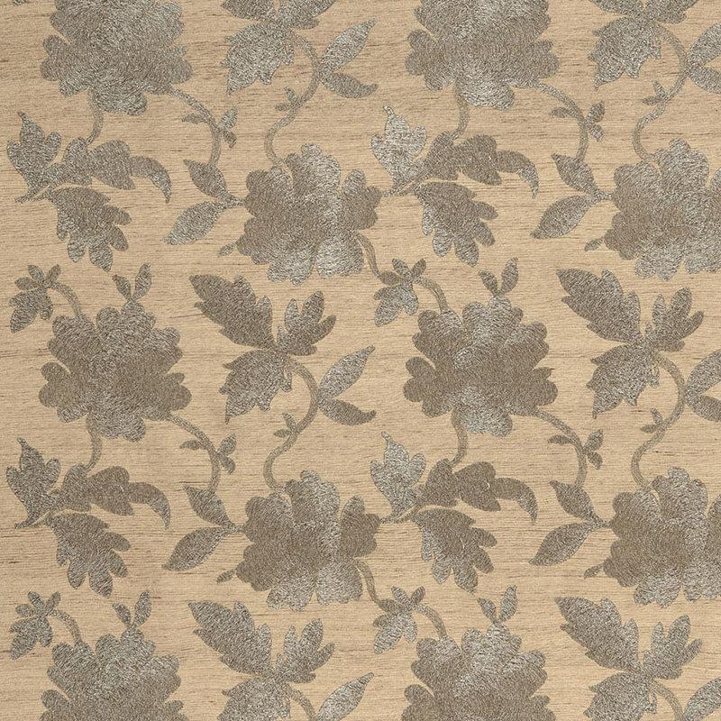 Moon Garden Embroidery fabric in pewter color - pattern number 66850 - by Schumacher in the Perennial Favorites collection