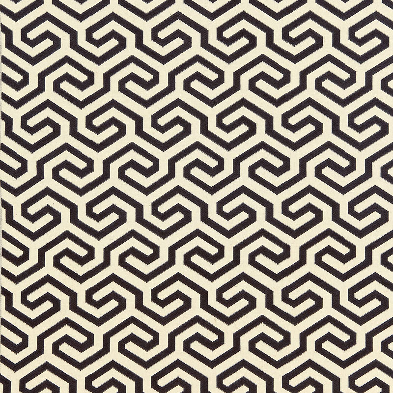 Ming Fret fabric in noir color - pattern number 66881 - by Schumacher in the Chroma collection