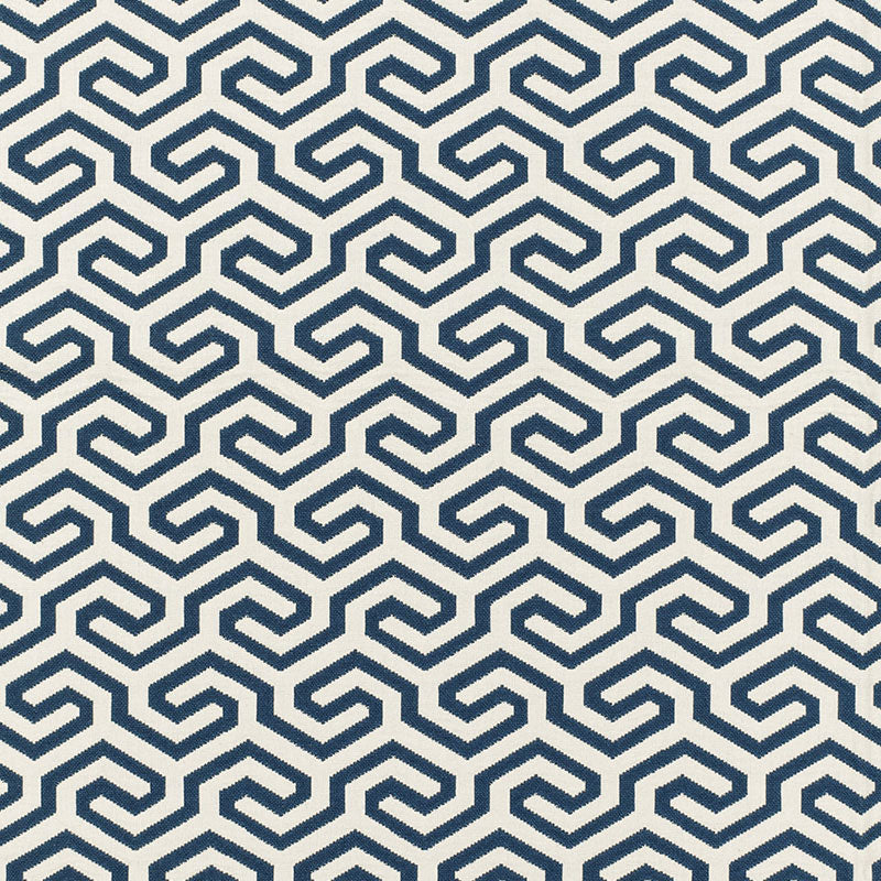 Ming Fret fabric in navy color - pattern number 66884 - by Schumacher in the Chroma collection