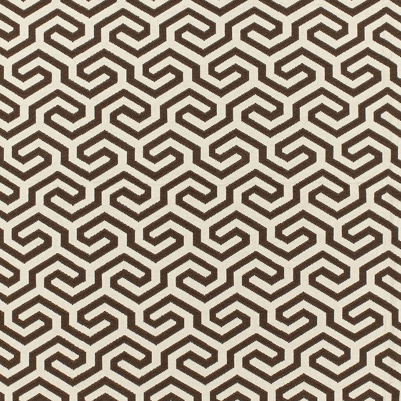 Ming Fret fabric in chocolate color - pattern number 66885 - by Schumacher in the Chroma collection