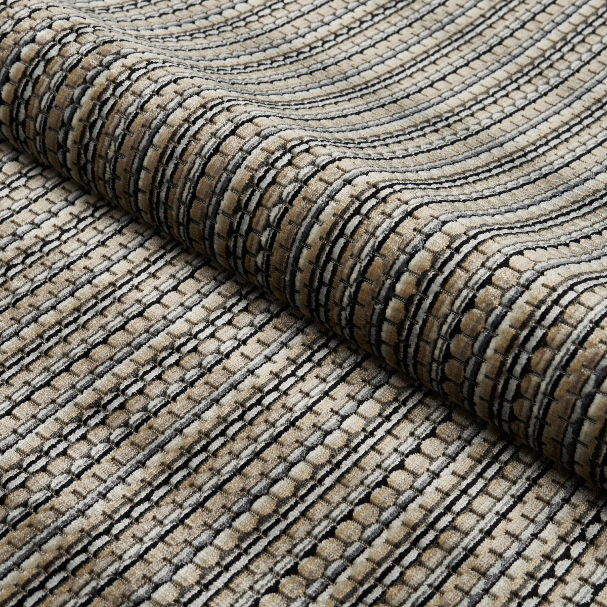Downtown Velvet fabric in pebble color - pattern number 66916 - by Schumacher in the Cut &amp; Patterned Velvets collection