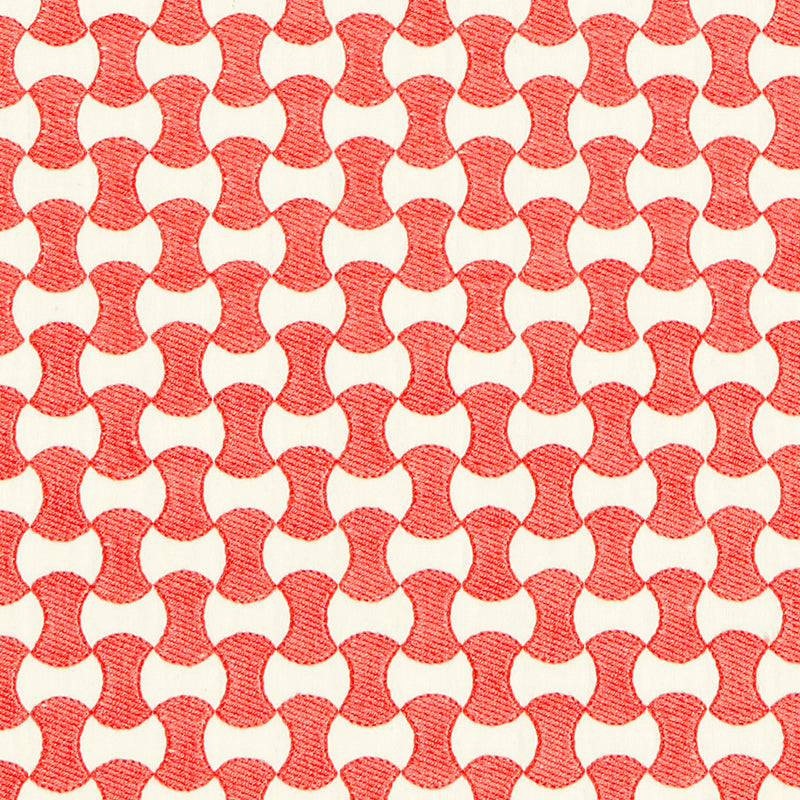 Nolita Embroidery fabric in coral color - pattern number 67112 - by Schumacher in the Chroma collection