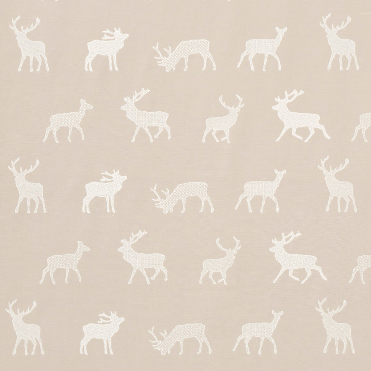Caribou Embroidery fabric in parchment color - pattern number 67163 - by Schumacher in the Luxe Lodge collection