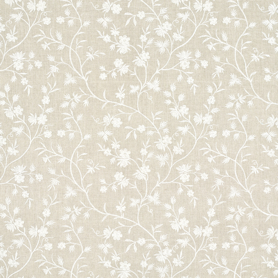 Wildflower Embroidery fabric in linen color - pattern number 67190 - by Schumacher in the Au Naturel collection